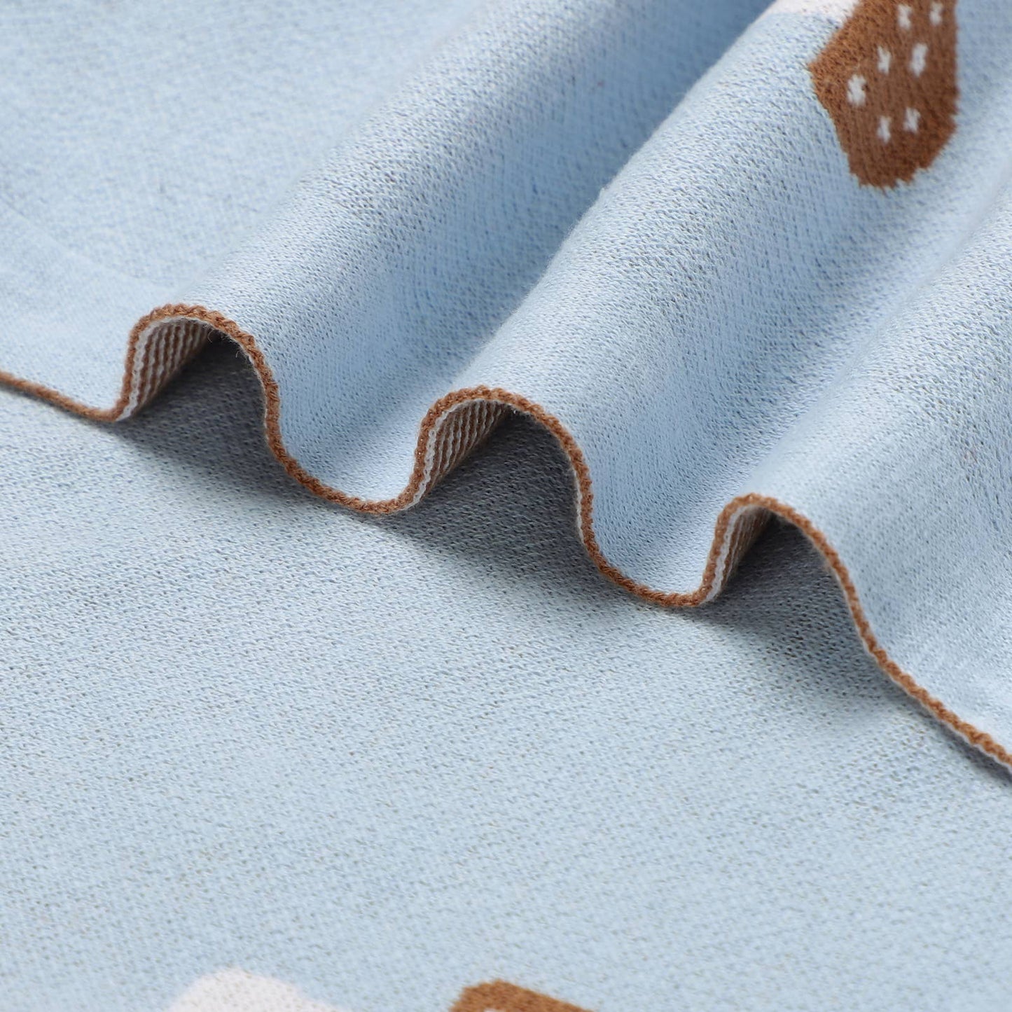 Bleu La La - 100% Luxury Cotton Swaddle Receiving Baby Blanket - Mushroom: Blue