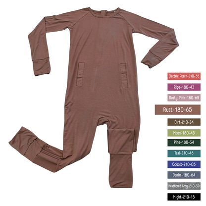 Little Locals PALS  Sleep + Play Long Sleeve Romper - Rust