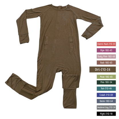 Little Locals PALS  Sleep + Play Long Sleeve Romper - Dirt