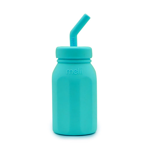 Melii - Silicone Straw Bottle - Blue