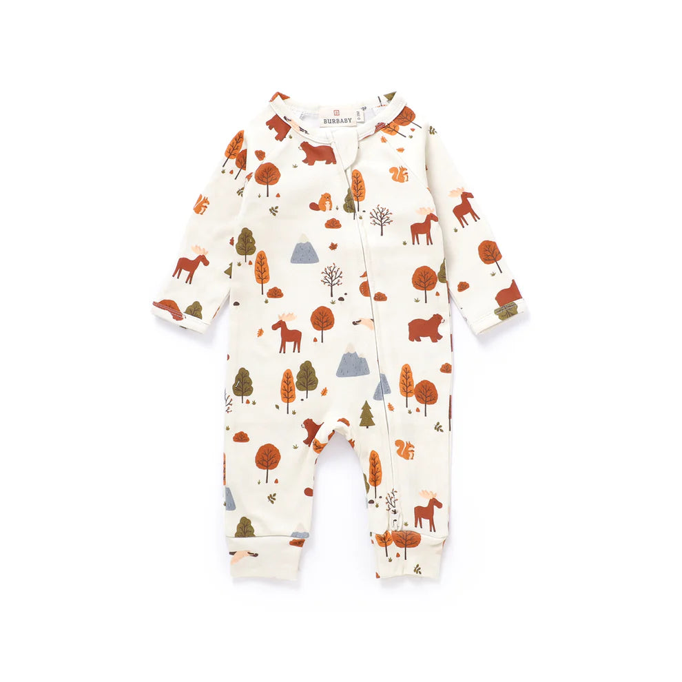 True North Friends Organic Cotton Canadian Wildlife Two-Way Zipper Baby Romper