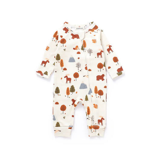 True North Friends Organic Cotton Canadian Wildlife Two-Way Zipper Baby Romper