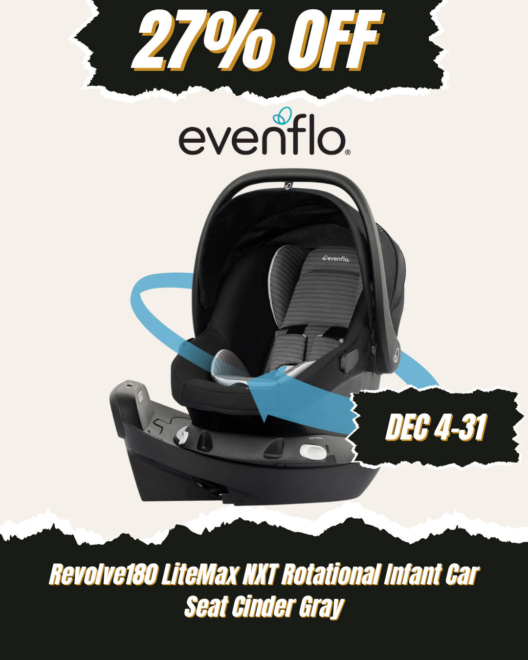 Evenflo - Revolve180 LiteMax NXT Rotational Infant Car Seat (Cinder Gray)