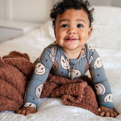 Pip + Phee - Bamboo Footless Sleepers | LE Prints #2: Peach-smiley / 3T
