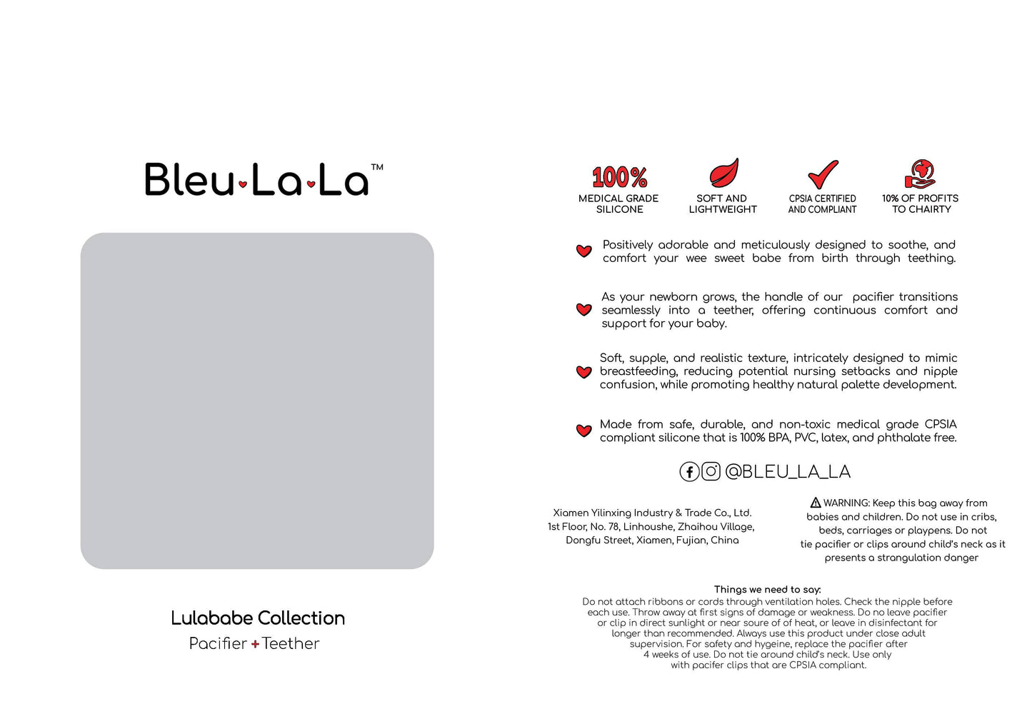 Bleu La La - Lulababe 2 Tone Pacifier: Hospital Nipple / Ballet Slipper + Sugar Swizzle