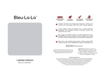Bleu La La - Lulababe 2 Tone Pacifier: Hospital Nipple / Sky Blue + Dove Grey