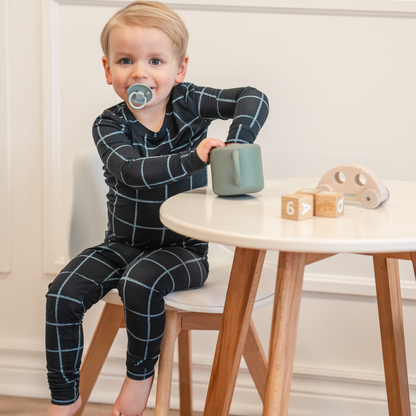 Pip + Phee - 2 Piece Bamboo Sets | LE Prints #4: Peach-smiley / 3T / Long Sleeves/Long Pants