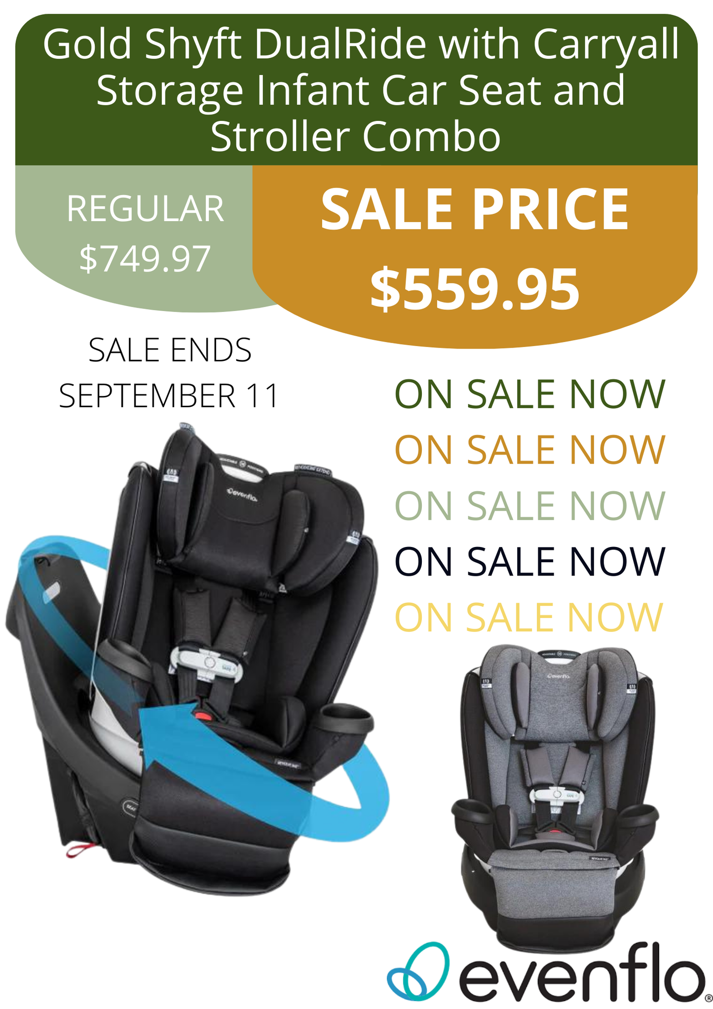 Evenflo - Gold Revolve360 Extend All-in-One Rotational Car Seat with SensorSafe (Onyx Black)