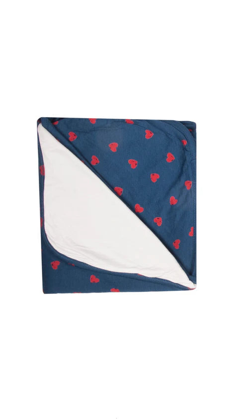 Everly Grey Baby - Bamboo Nursery Blanket - Navy Hearts