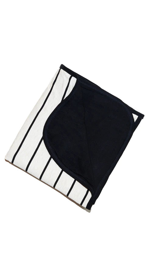 Everly Grey Baby - Bamboo Nursery Blanket - Sand + Black Stripe