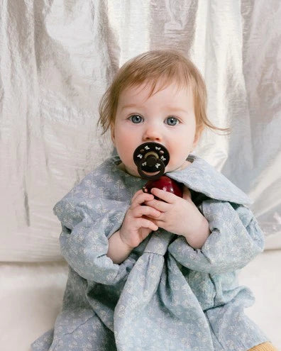 BIBS Pacifier Original COLOUR - Holiday Bow Latex 2 PK - Ivory + Plum