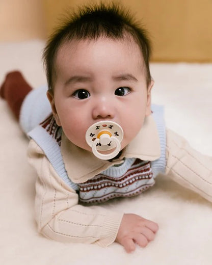 BIBS Pacifier Original COLOUR - Holiday Bow Latex 2 PK - Ivory + Plum