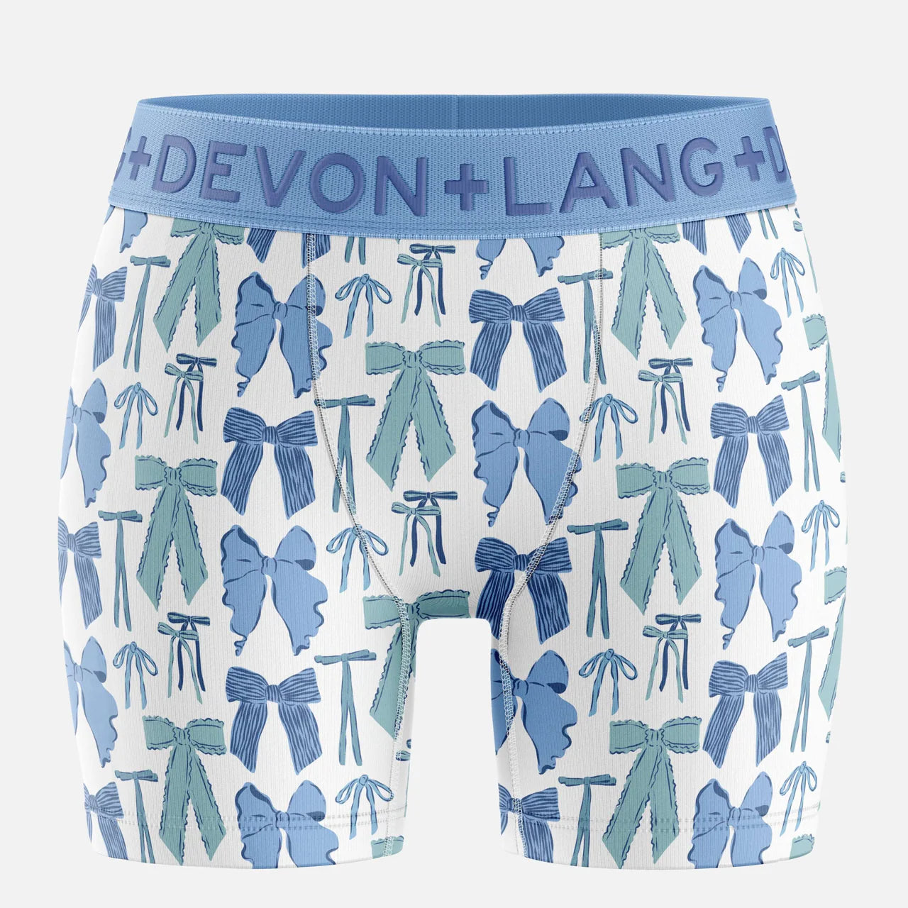 Devon Lang - Bria Women's Boxer Brief - Blue Bows