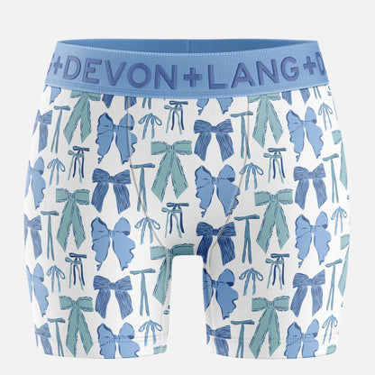 Devon Lang - Bria Women's Boxer Brief - Blue Bows