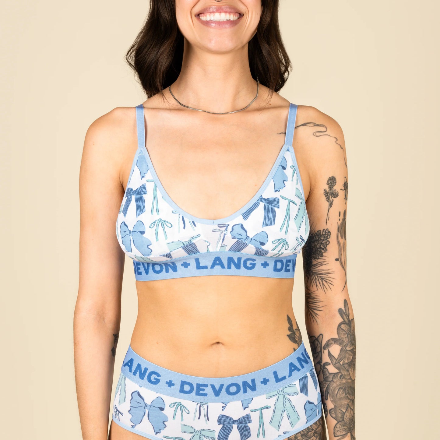 Devon Lang - Bria Bralette - Blue Bows