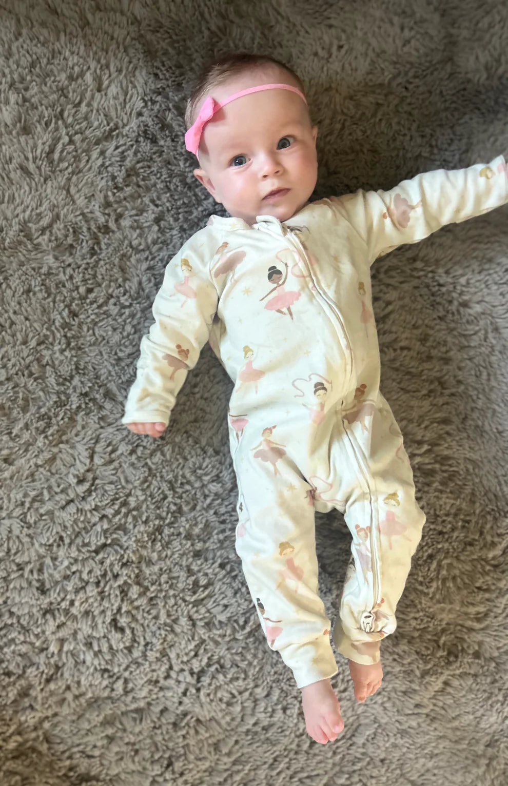 Ballerina Dreams Organic Cotton Two-Way Zipper Baby Romper