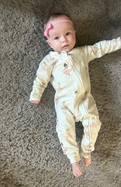 Ballerina Dreams Organic Cotton Two-Way Zipper Baby Romper