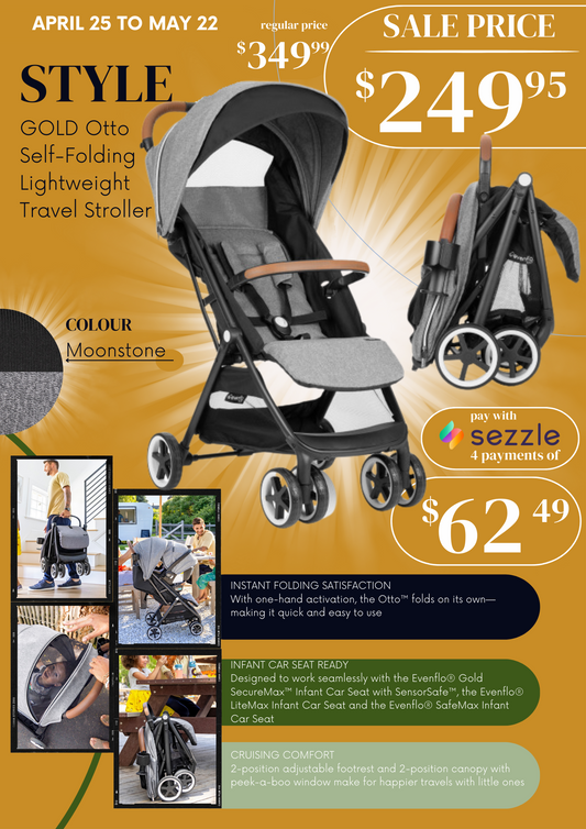 🚨ON SALE NOW🚨 Evenflo - GOLD Otto Self-Folding Lightweight Travel Stroller (Moonstone Gray)