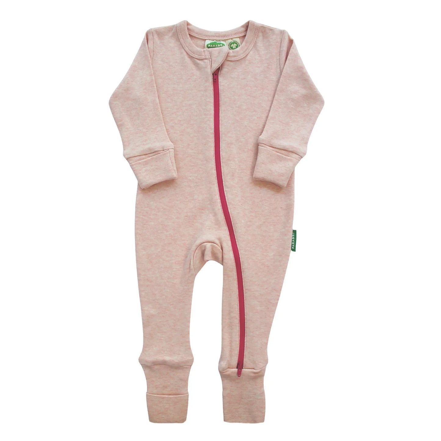 Blush - Parade Organics - Organic Melange "2-Way" Zipper Long Sleeve Romper