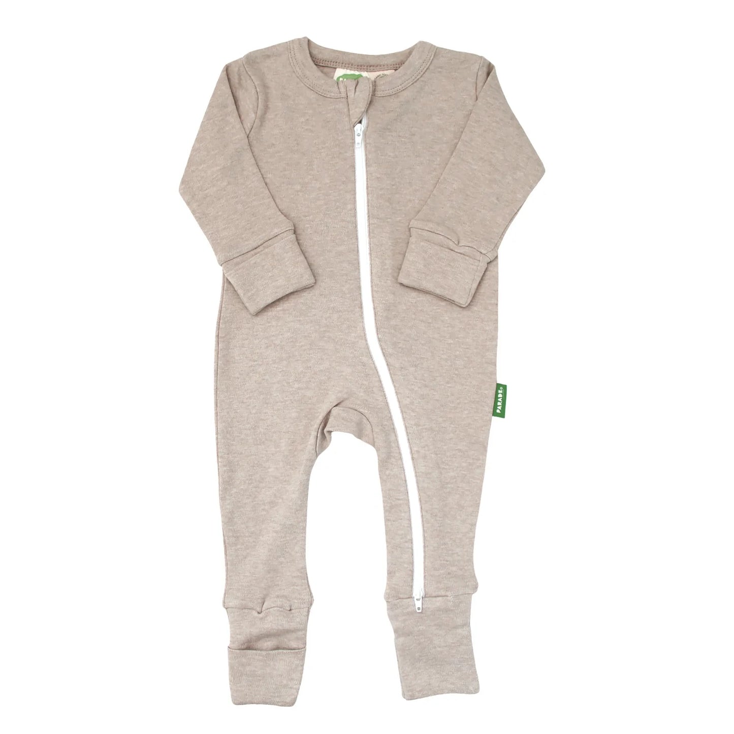 Fawn - Parade Organics - Organic Melange "2-Way" Zipper Long Sleeve Romper