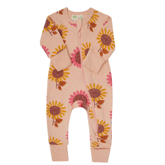 Parade Organic Signature Print '2-Way' Zip Romper - Sunflowers