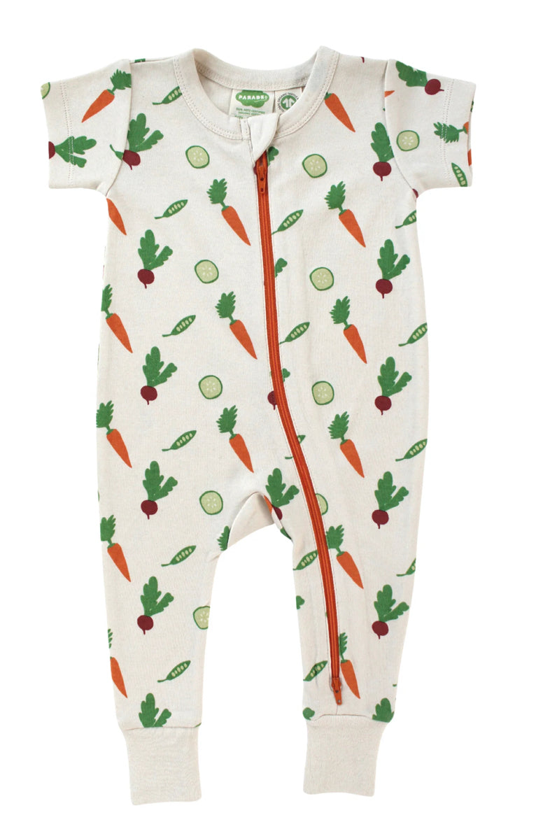 🥕 Veggies - Parade Organics Spring Drop "2-Way" Zip Romper Short Sleeve