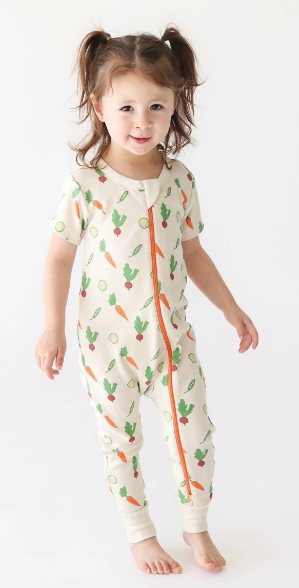 🥕 Veggies - Parade Organics Spring Drop "2-Way" Zip Romper Short Sleeve