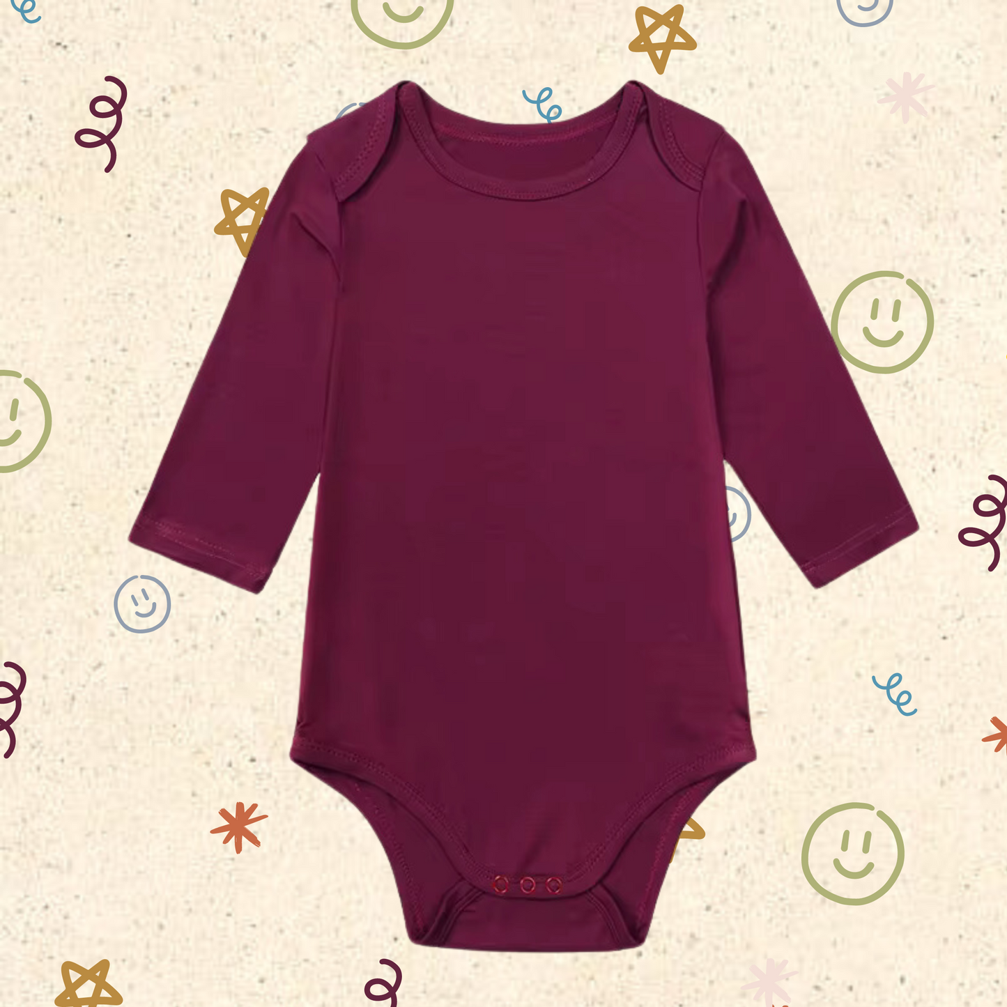 Little Locals Bamboo Long Sleeve Body Suit - Merlot