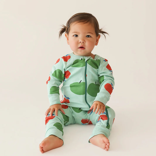 Parade Organic Signature Print '2-Way' Zip Romper - Green Apples