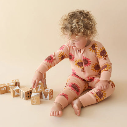 Parade Organic Signature Print '2-Way' Zip Romper - Sunflowers