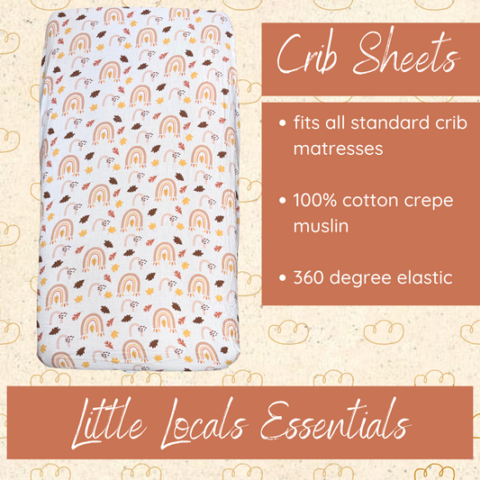 Little Locals 100% Cotton Crib Sheets - 🍂 Rainbow Harvest 🍂