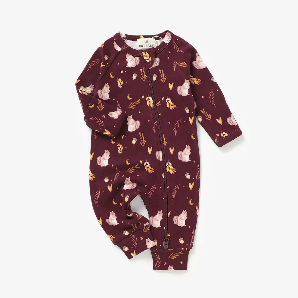 Nutty for Fall Print Romper – 100% Organic Cotton Baby Romper