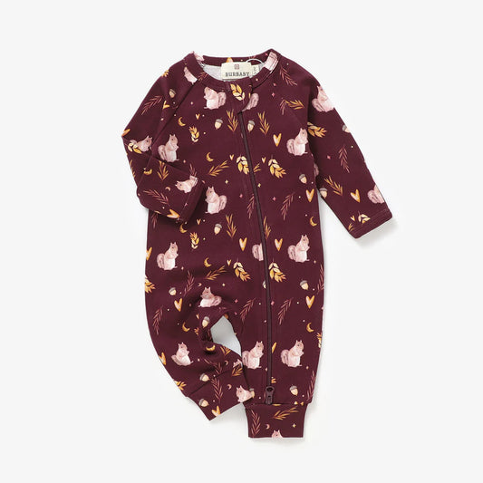 Nutty for Fall Print Romper – 100% Organic Cotton Baby Romper