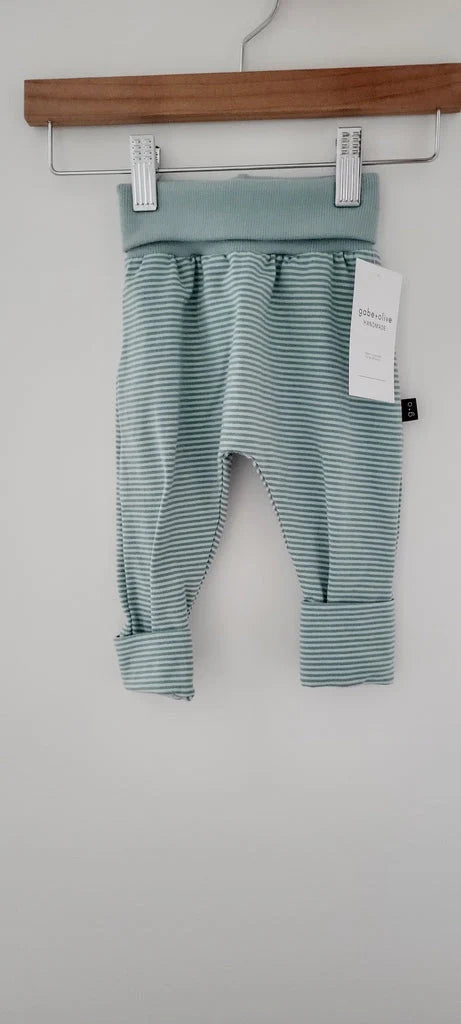3-12 Months - gabe+olive - Blue Striped Grow With Me Pants