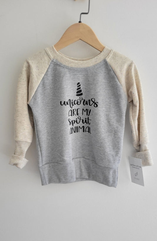 12 Months - 3T - gabe+olive Unicorns Are My Spirit Animal Grow With Me Sweater