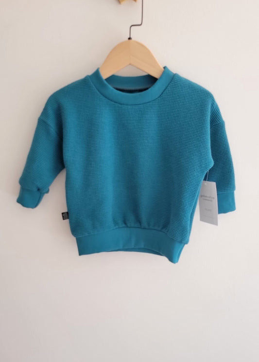 12-18 Months - gabe+olive Peacock Waffle Crew Sweater