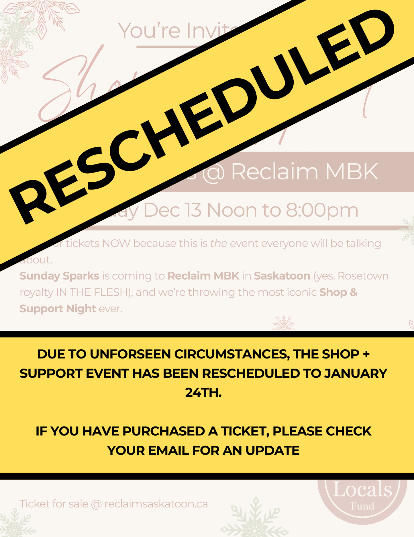 RESCHEDULED!!  SHOP + SUPPORT w/ Sunday Sparks @ Reclaim MBK