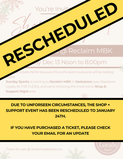 RESCHEDULED!!  SHOP + SUPPORT w/ Sunday Sparks @ Reclaim MBK
