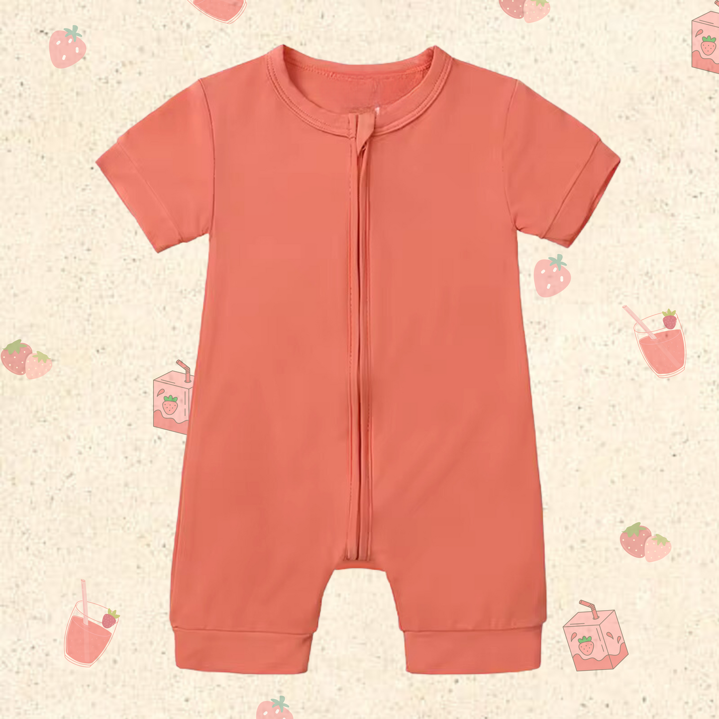 Little Locals Bamboo Shortie Romper - Strawberry