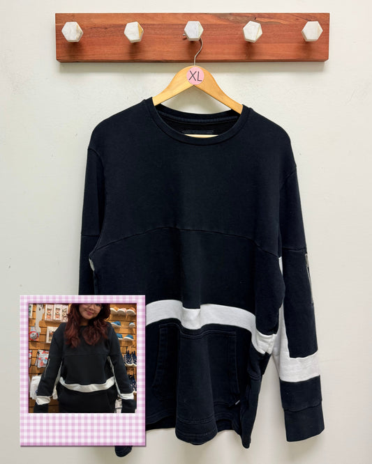 Black and White - The Boob Crew - Upcycled Nursing Sweat Shirt