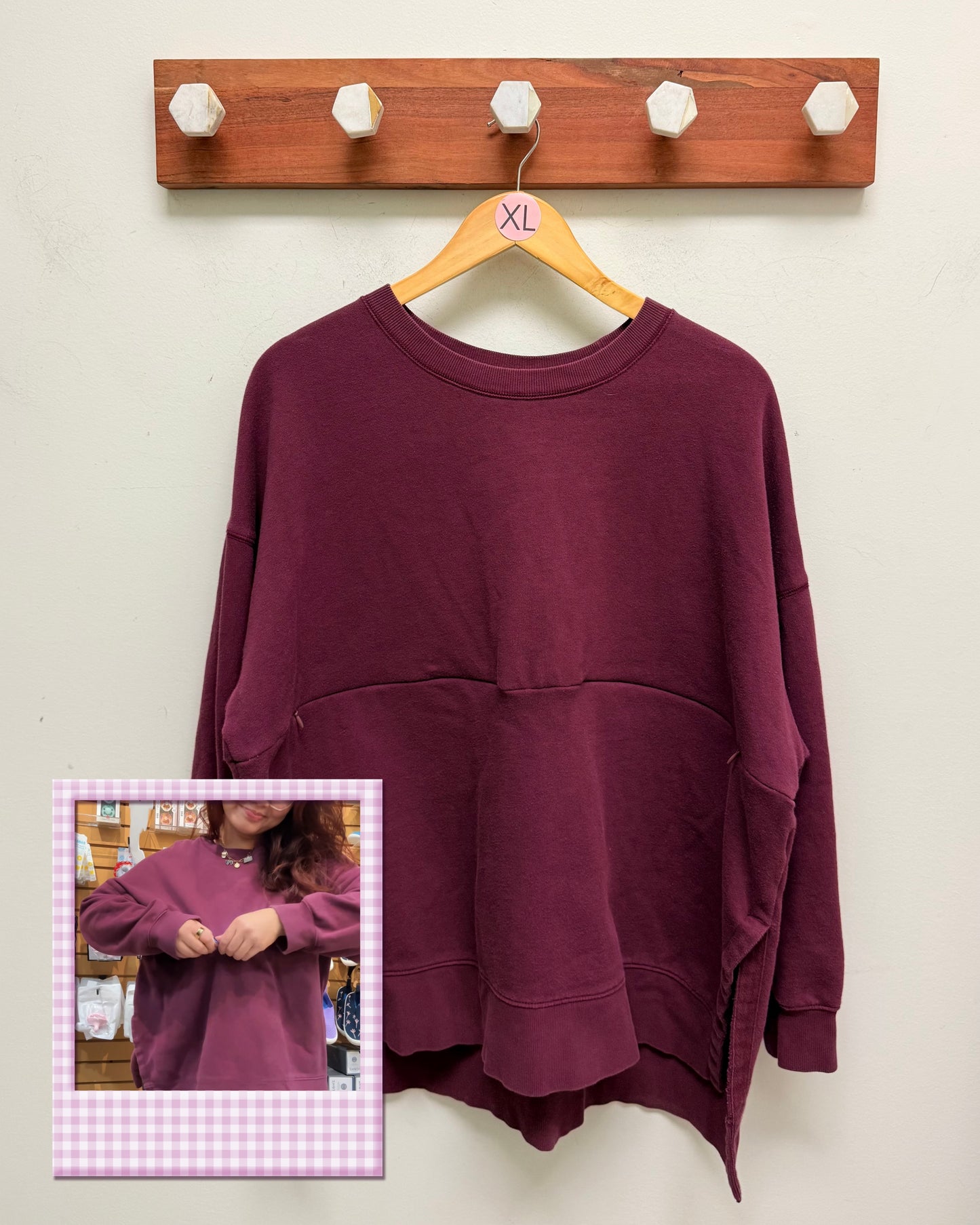 Maroon - The Boob Crew - Upcycled Nursing Sweat Shirt
