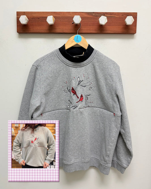 Grey Cardinals - The Boob Crew - Upcycled Nursing Sweat Shirt