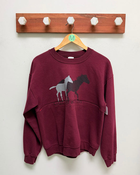 Maroon Horses - The Boob Crew - Upcycled Nursing Sweat Shirt
