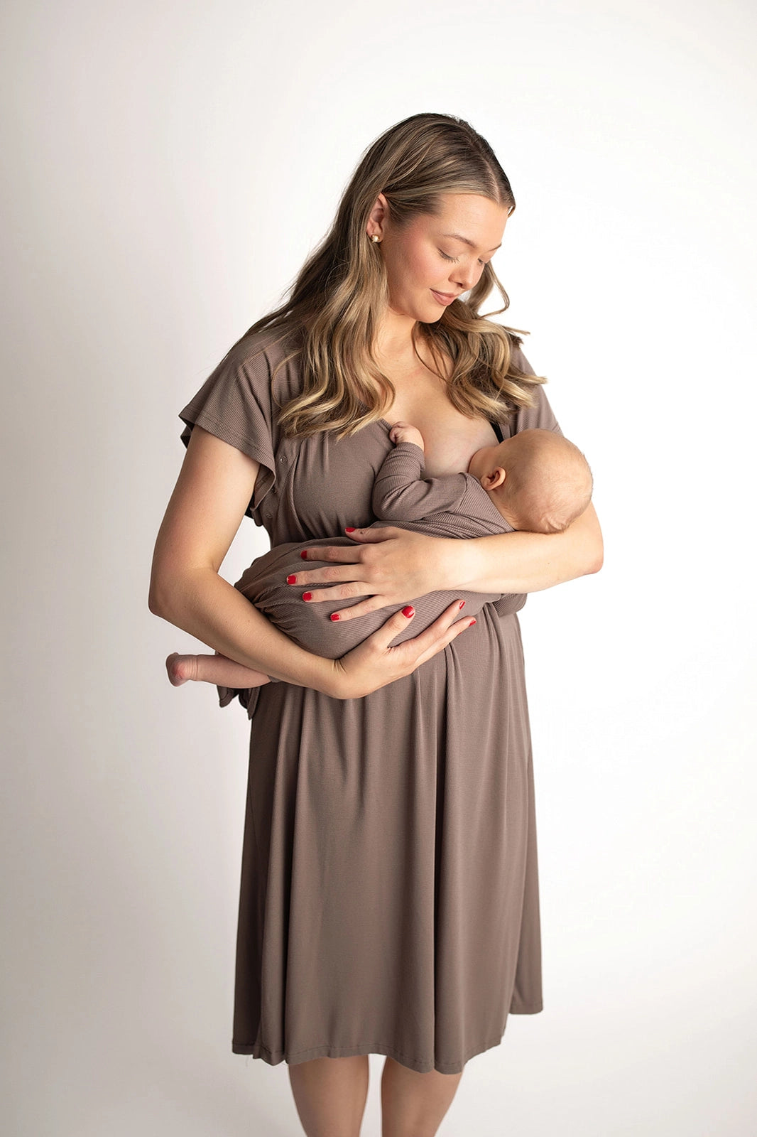 Three Little Tots - Knotted Newborn Gown - Cocoa Brown