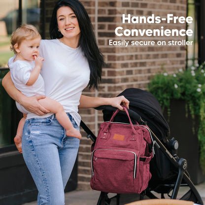 KeaBabies - Original Diaper Bag Backpack, Baby Bags with Changing Pad: Rustic Red