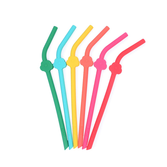 Melii - Silicone Straws w/Cleaning Brush - Rainbow