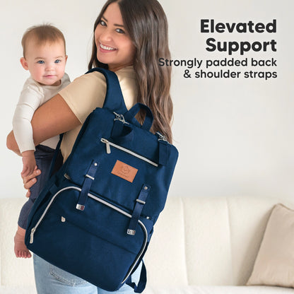 Explorer Diaper Bag Backpack, Changing Pad, Stroller Straps: Navy Blue