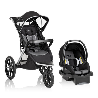 🔥 HOT DEAL 🔥 Evenflo - Victory Plus Jogging Stroller Travel System with LiteMax Infant Car Seat (Gray Scale)