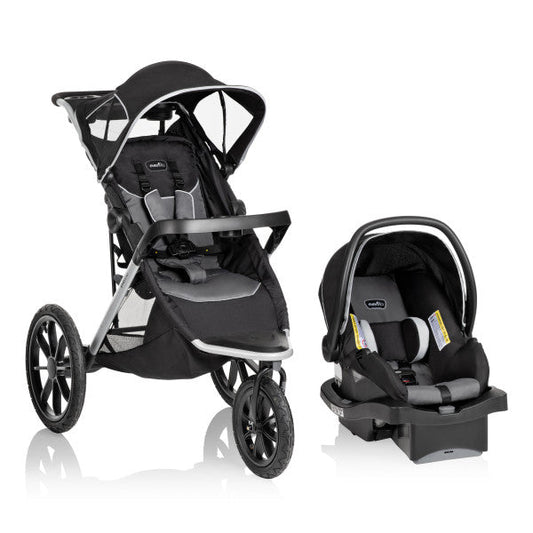 🔥 HOT DEAL 🔥 Evenflo - Victory Plus Jogging Stroller Travel System with LiteMax Infant Car Seat (Gray Scale)