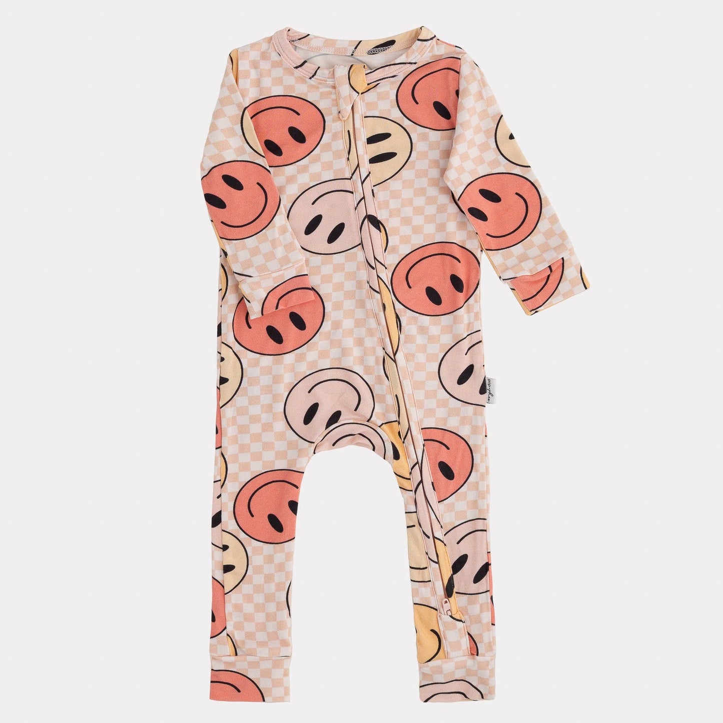 Pip + Phee - Bamboo Footless Sleepers | LE Prints #2: Peach-smiley / 3T